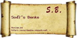 Soós Benke névjegykártya